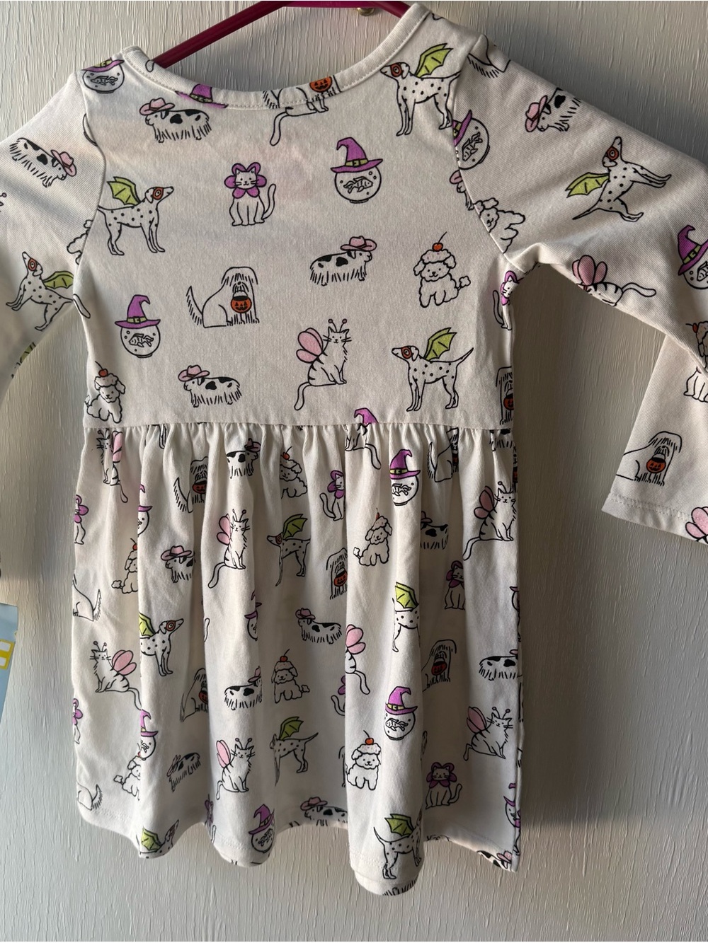 Halloween Girls Cream Long-Sleeve Printed Dress - Size 3T - Picture 3 of 5